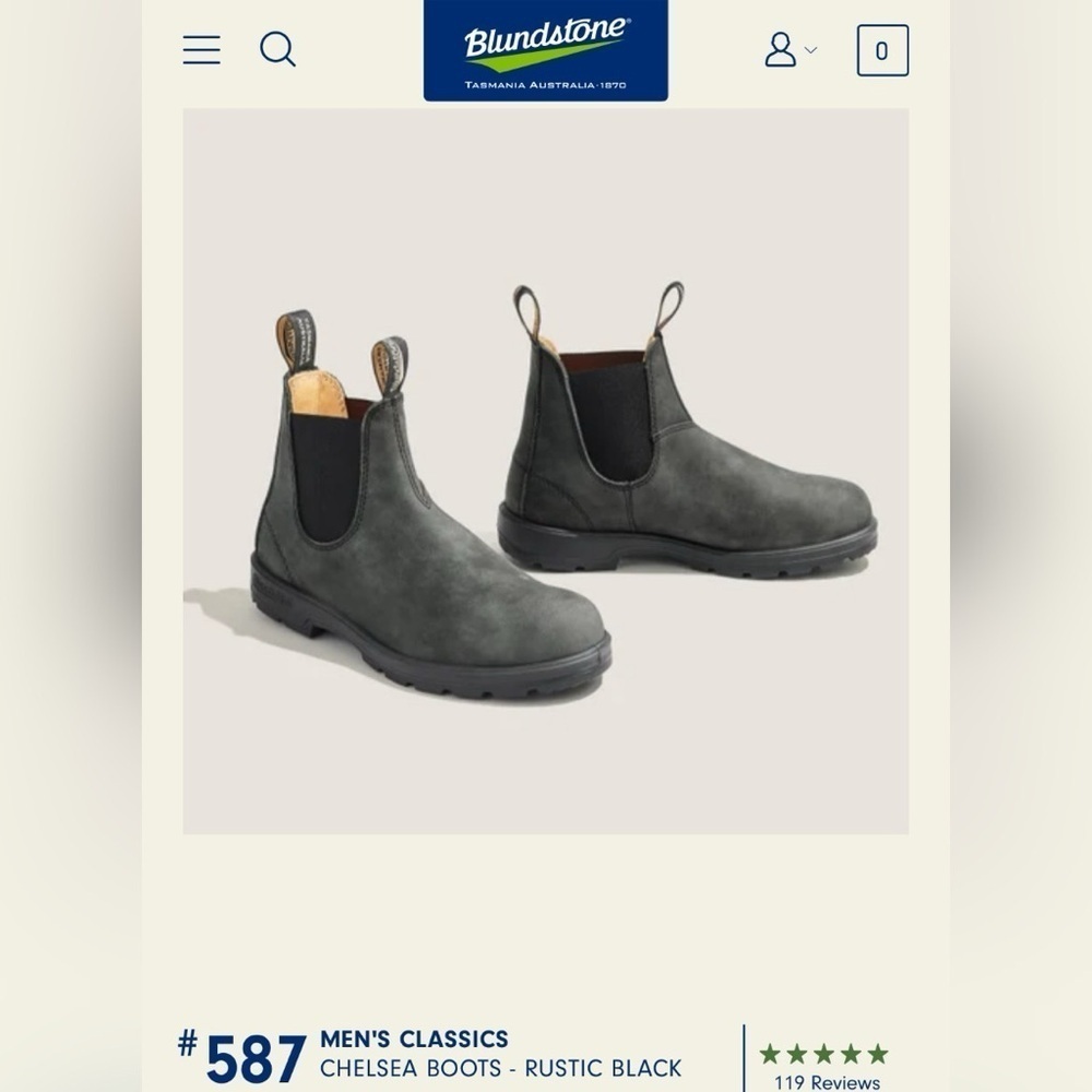 Blundstone MEN'S CLASSICS CHELSEA BOOTS RUSTIC BLACK New Size 7M 9W - Picture 2 of 9